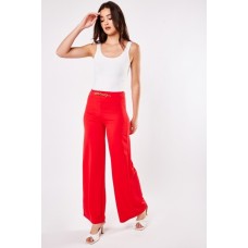 Metallic Decorative Chain Wide Leg Trousers