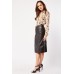 Metallic Detail Faux Leather Midi Skirt