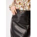 Metallic Detail Faux Leather Midi Skirt