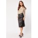 Metallic Detail Faux Leather Midi Skirt