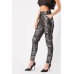 Metallic Floral Pattern Tapered Trousers