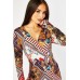 Mix Print Wrap Tunic Dress