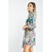 Mixed Print Balloon Sleeve Silky Playsuit