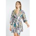 Mixed Print Balloon Sleeve Silky Playsuit