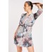 Mixed Print Tie Up Mini Dress