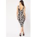 Mono Print Wrap Midi Dress