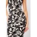 Mono Print Wrap Midi Dress