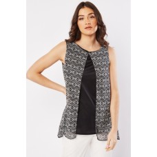 Monochrome Chiffon Overlay Top