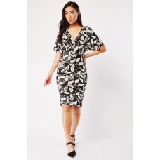 Monochrome Low Plunge Bodycon Dress