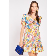 O-Ring Floral Mini Dress