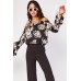 Off Shoulder Floral Flared Sleeve Top