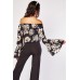 Off Shoulder Floral Flared Sleeve Top