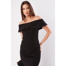 Off Shoulder Frill Hem Lurex Top