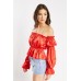 Off Shoulder Red Blouse