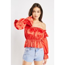 Off Shoulder Red Blouse