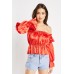 Off Shoulder Red Blouse