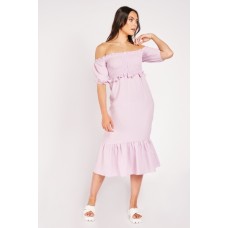 Off Shoulder Smock Midi Dress