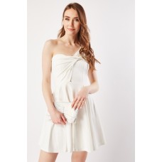 One Shoulder Overlay Swing Dress