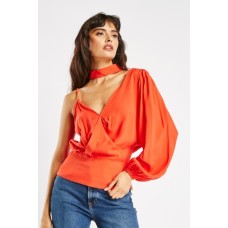 One Shoulder V Neck Blouse