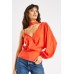 One Shoulder V Neck Blouse