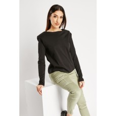 Padded Shoulders Cotton Sweater