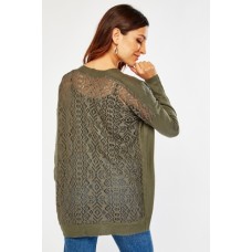 Perforated Back Knitted Cardigan