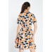 Petal Print Godet Shirt Dress