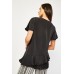 Pleated Hem Short Sleeve Top