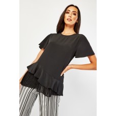 Pleated Hem Short Sleeve Top