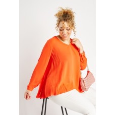 Pleated Panel V-Neck Blouse