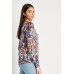 Pleated Printed Sheer Blouse