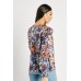 Pleated Printed Sheer Blouse