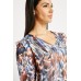 Pleated Printed Sheer Blouse