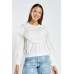 Pleated Ruffle Trim Sweatshirt