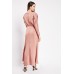 Pleated Wrap Sateen Maxi Dress