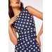 Polka Dot Gathered Bodycon Dress