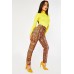 Printed Buckled Fitted Trousers