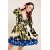 Printed Elasticated Belt Wrap Dress