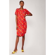 Printed Gathered Panel Tunic Dress