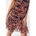 Printed Gathered Wrap Dress