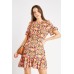 Printed Round Neck Mini Dress