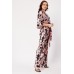 Printed Sateen Wrap Jumpsuit