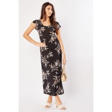 Printed Short Sleeve Maxi Dress