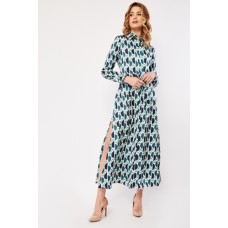 Printed Tie Up Shirt Maxi Dress