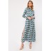 Printed Tie Up Shirt Maxi Dress