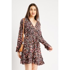 Printed Wrap Chiffon Dress