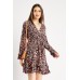 Printed Wrap Chiffon Dress