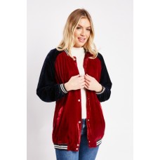 Raglan Sleeve Velveteen Varsity Jacket