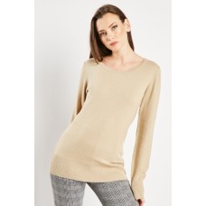 Ribbed Trim Round Jumper