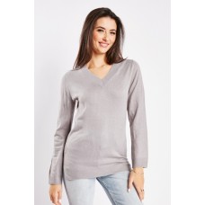 Ribbed Trim V Neck Top